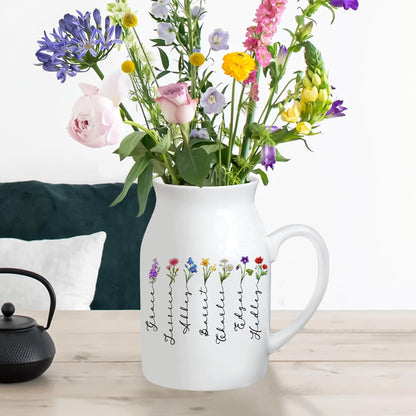 Personalized Family Birth Month Flowers, Grandma's Garden Flower Vase