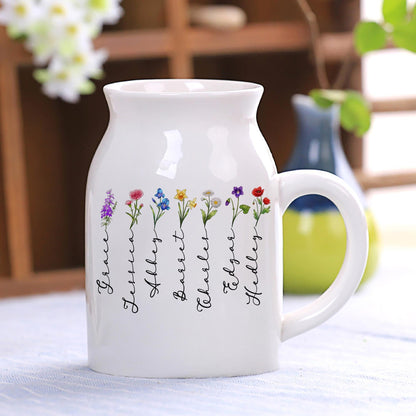 Personalized Family Birth Month Flowers, Grandma's Garden Flower Vase