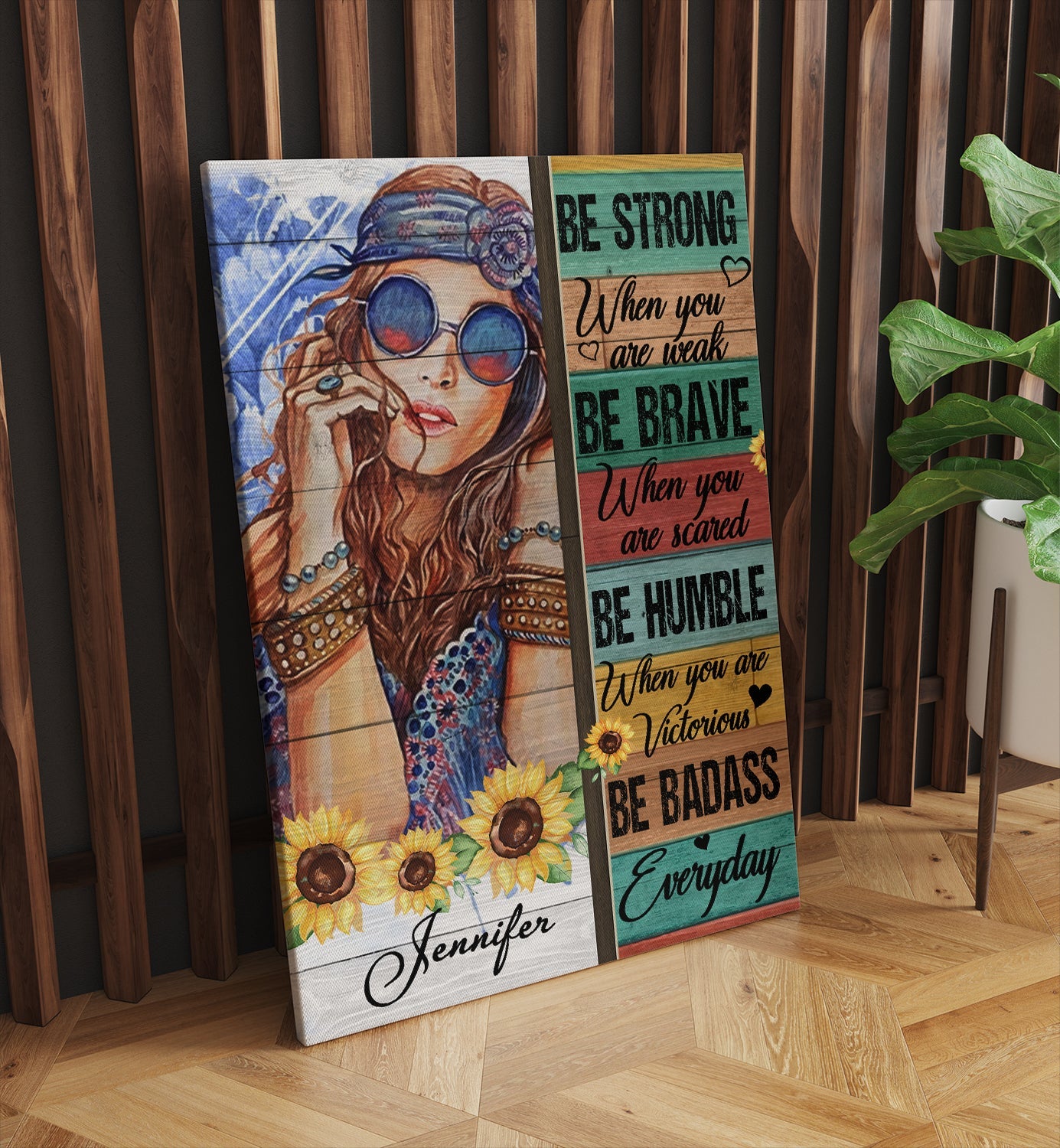 Personalized Hippie Girl Canvas Be Strong When You are Weak