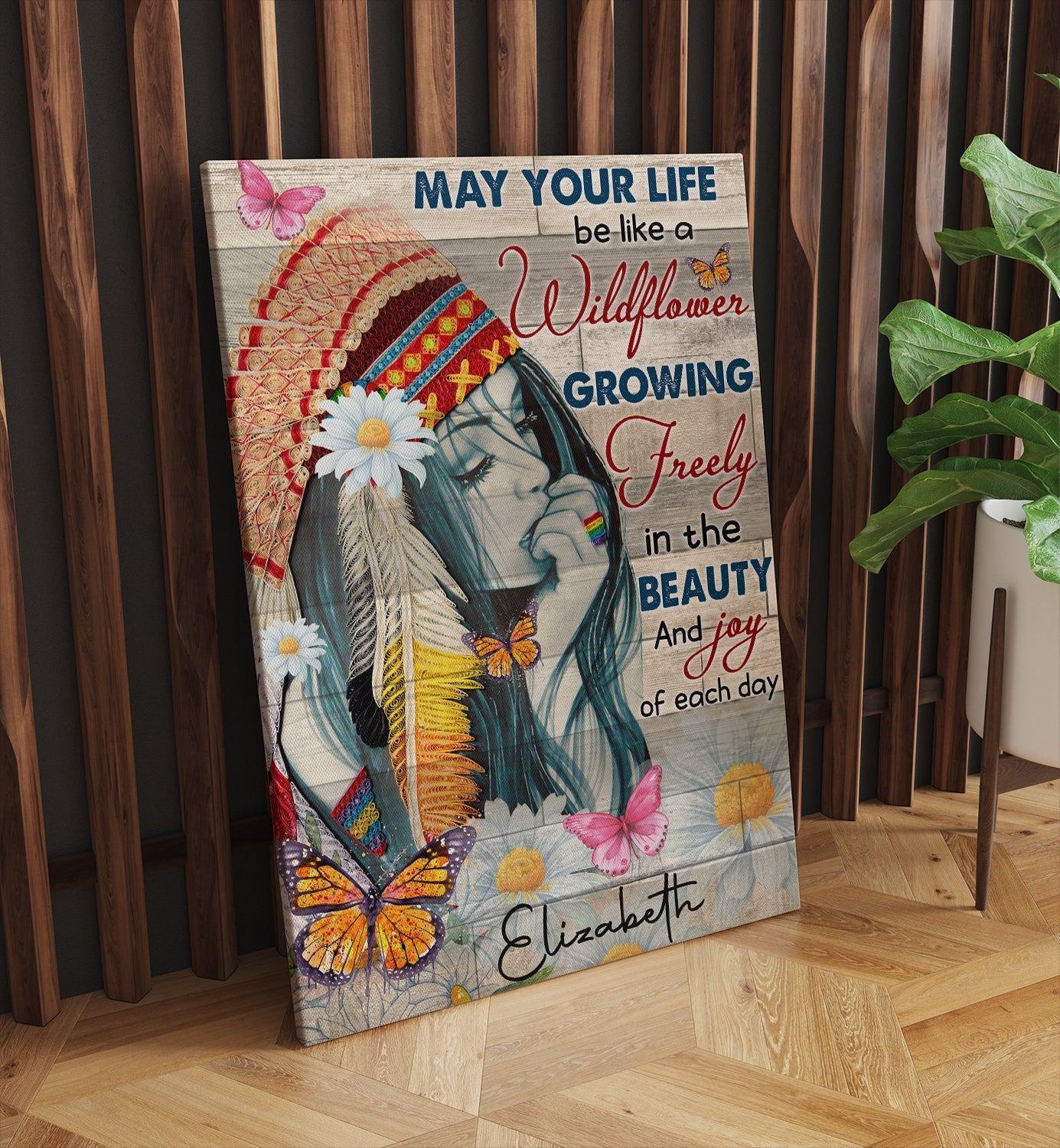 Personalized Hippie Girl Canvas May Your Life Be Like A Wildflower Canvas