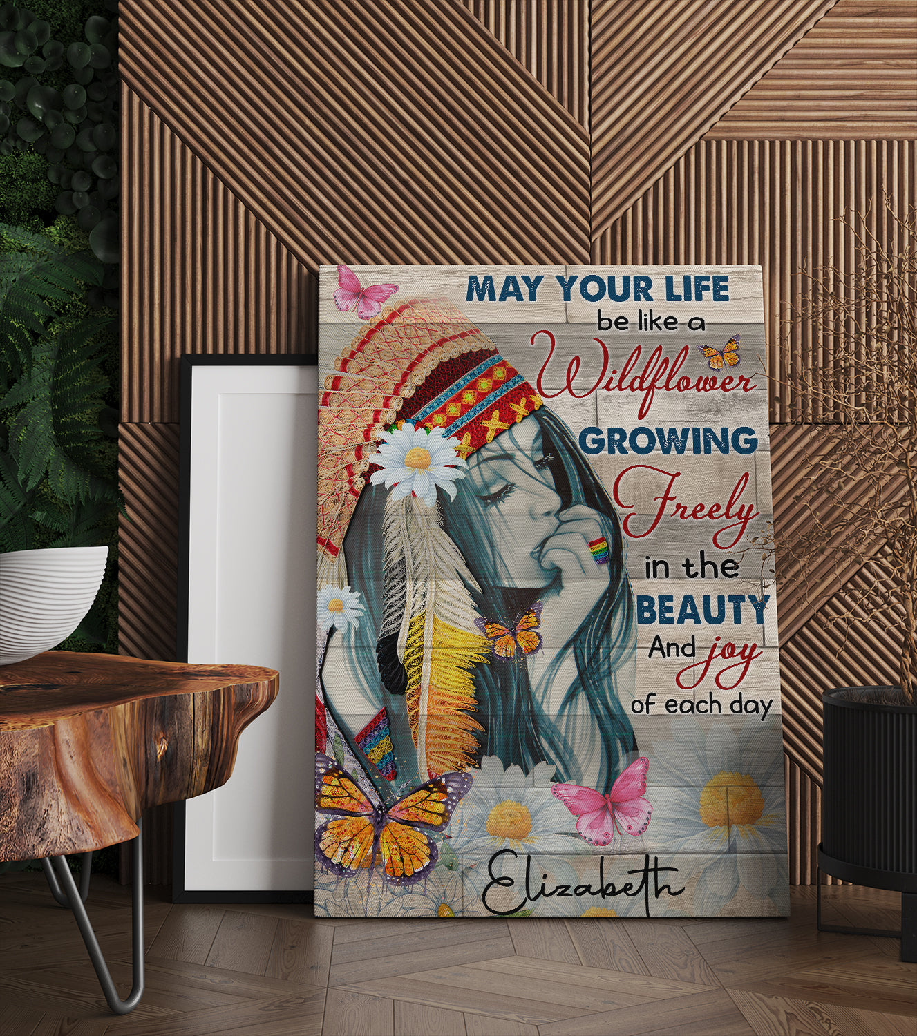Personalized Hippie Girl Canvas May Your Life Be Like A Wildflower Canvas