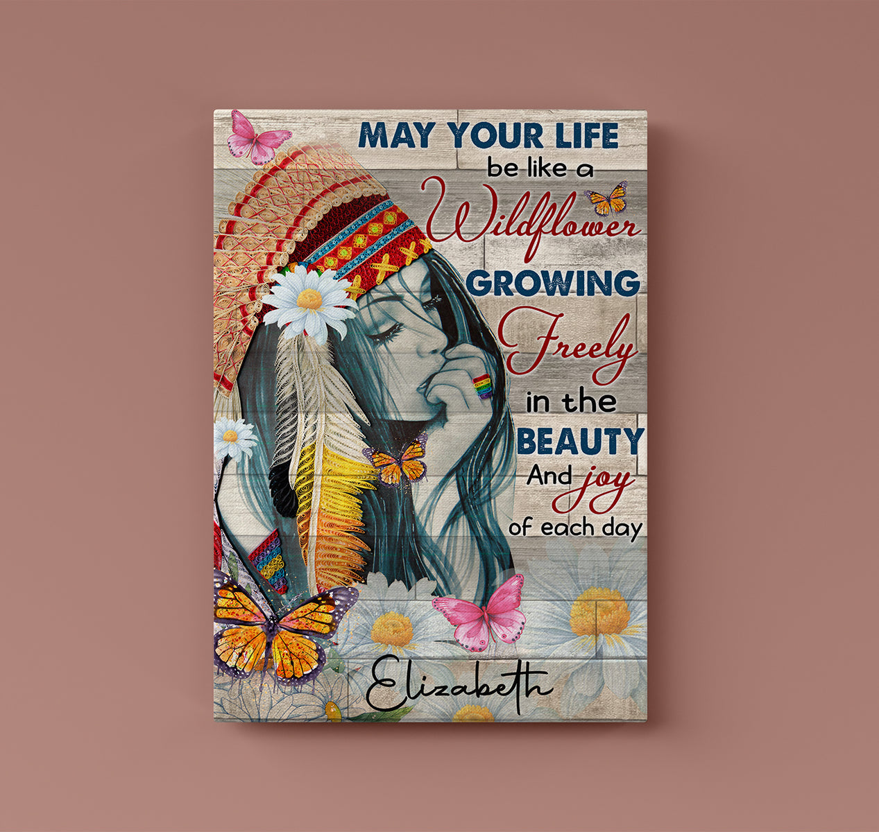 Personalized Hippie Girl Canvas May Your Life Be Like A Wildflower Canvas