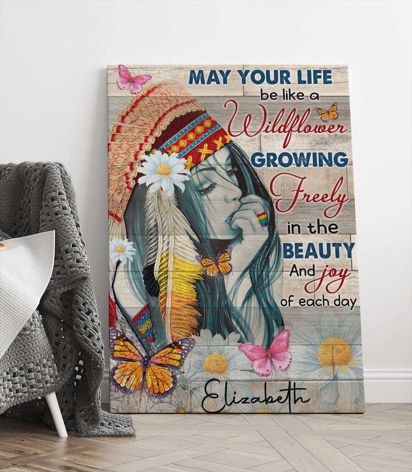 Personalized Hippie Girl Canvas May Your Life Be Like A Wildflower Canvas