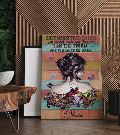 Personalized Hippie Girl Canvas Personalized Hippie Girl Canvas They Whispered to her You Can't Withstand The Storm