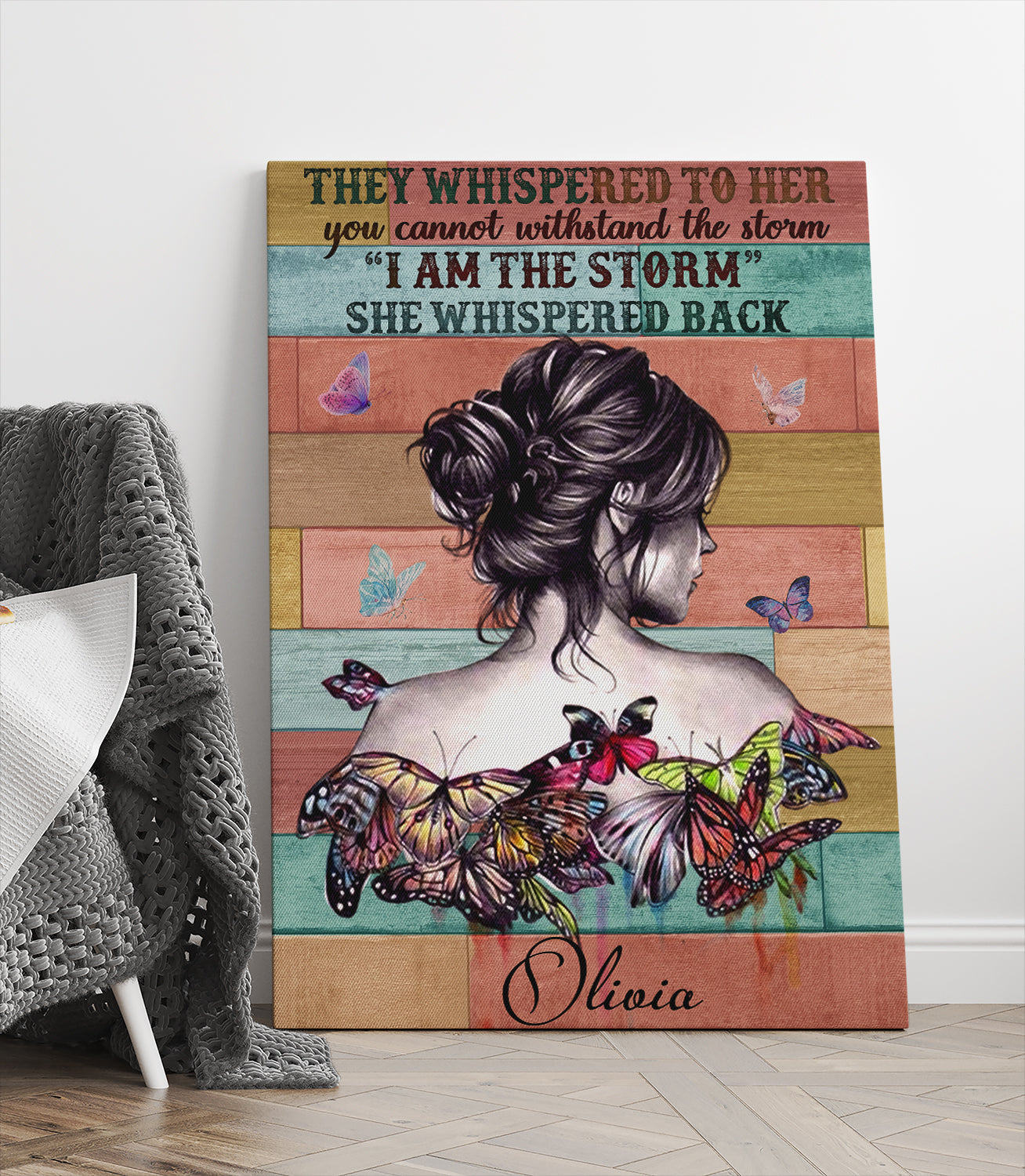 Personalized Hippie Girl Canvas Personalized Hippie Girl Canvas They Whispered to her You Can't Withstand The Storm