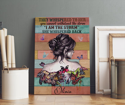 Personalized Hippie Girl Canvas Personalized Hippie Girl Canvas They Whispered to her You Can't Withstand The Storm