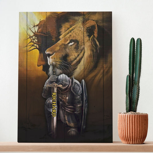 Personalized Man Warrior Of God Canvas, Lion Man Warrior Jesus Canvas And Poster