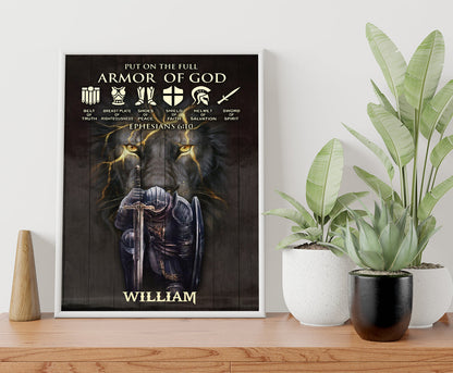 Personalized Man Warrior of God Put On The Full Armor Of God Ephesians 6-10 Poster and Canvas