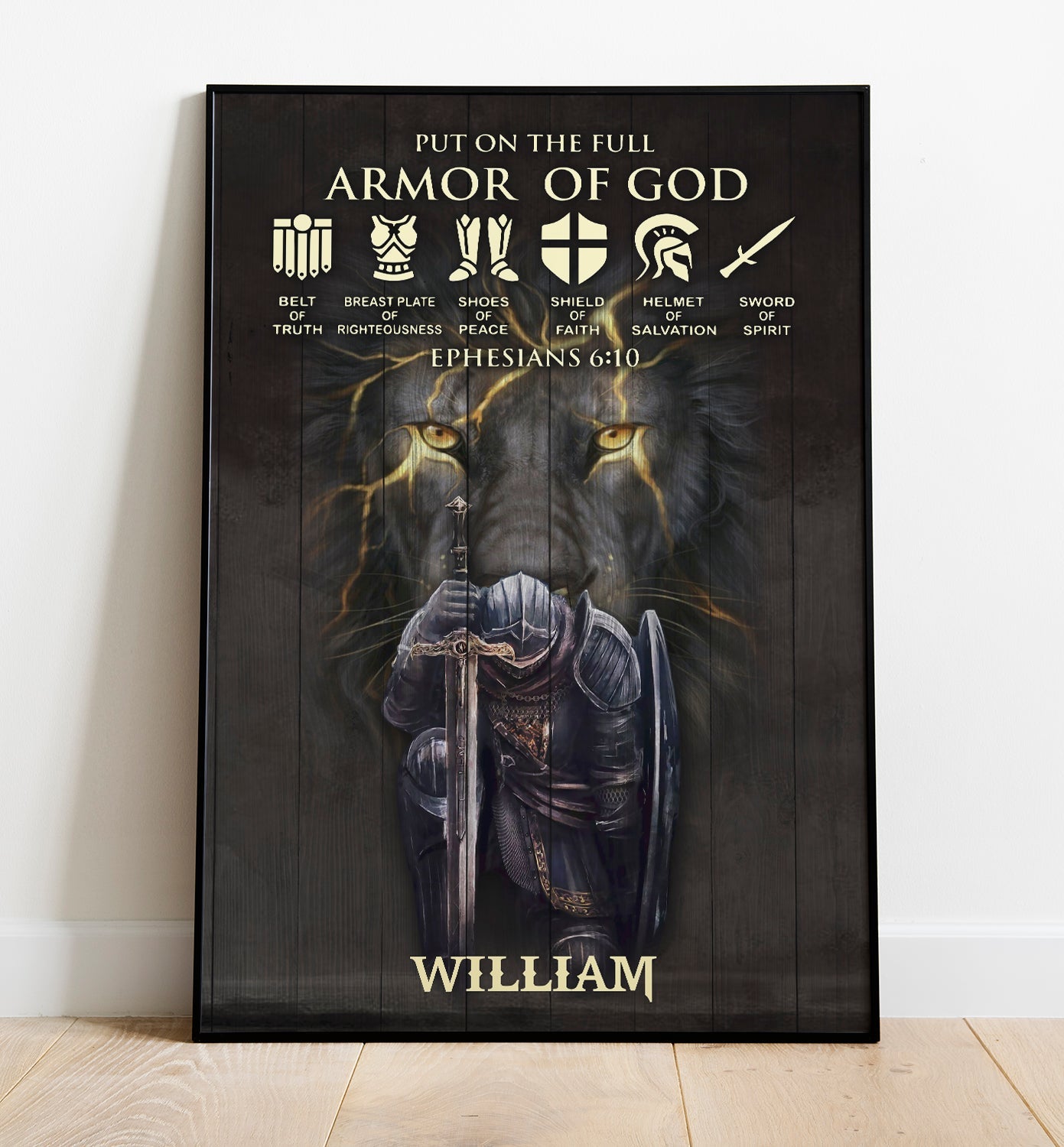 Personalized Man Warrior of God Put On The Full Armor Of God Ephesians 6-10 Poster and Canvas