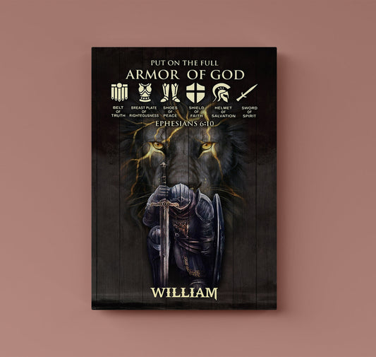 Personalized Man Warrior of God Put On The Full Armor Of God Ephesians 6-10 Canvas Print