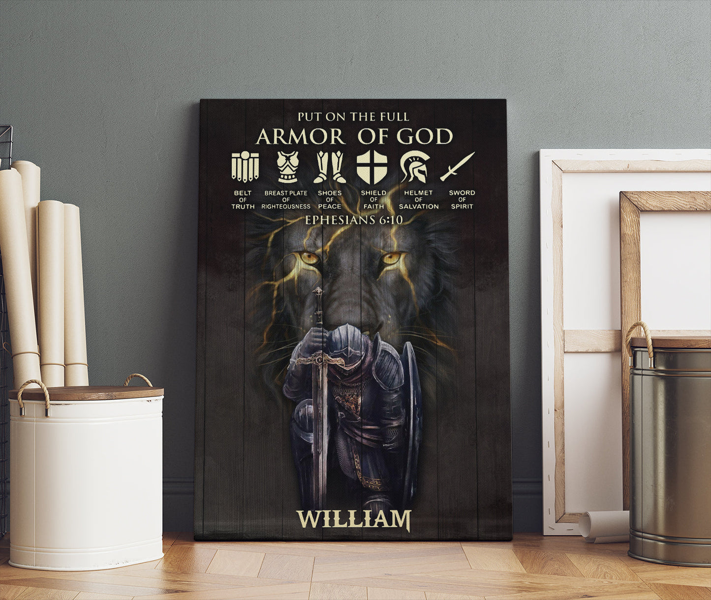 Personalized Man Warrior of God Put On The Full Armor Of God Ephesians 6-10 Poster and Canvas