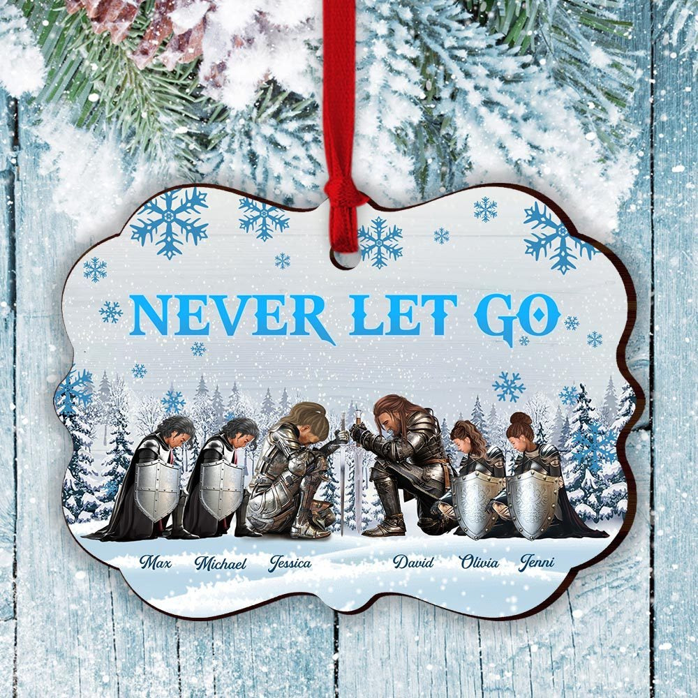 Personalized The Family Warrior Never Let Go Wooden Ornament