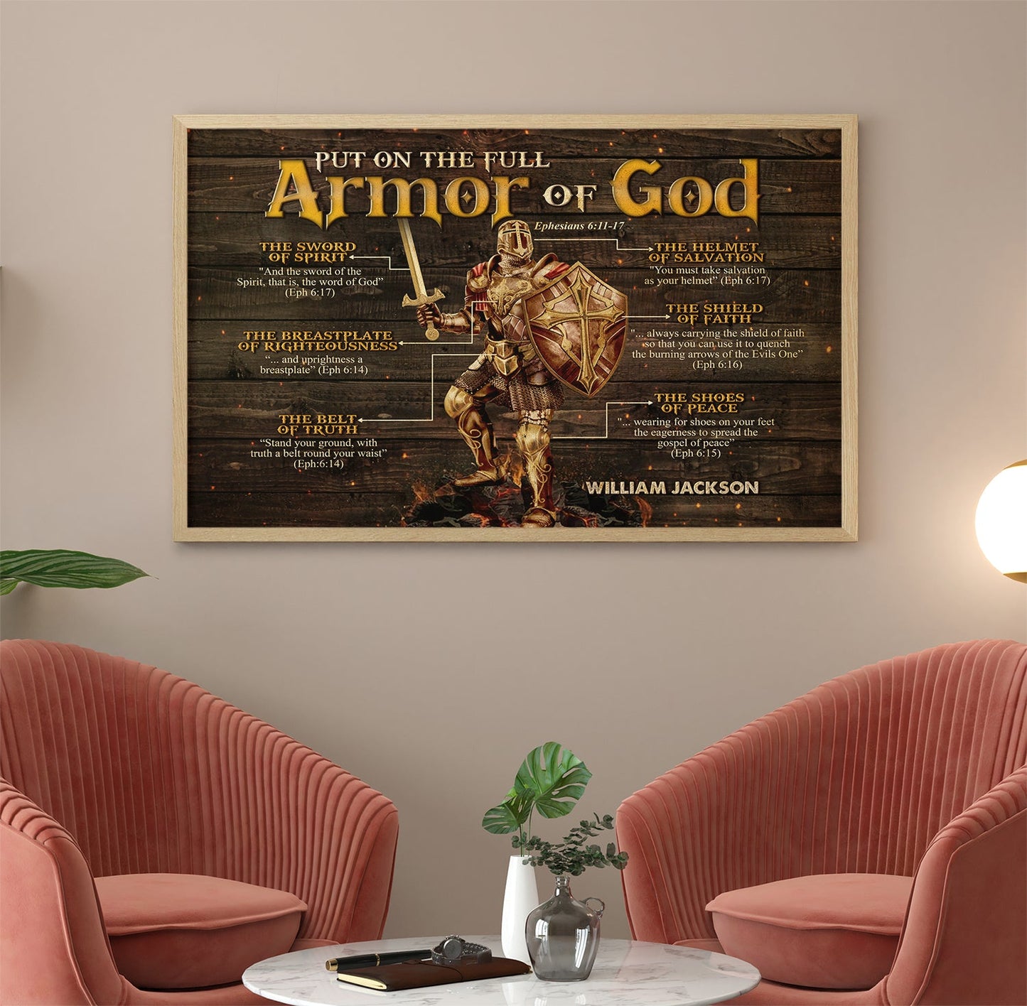 Personalized Warrior Of God Poster, Put On The Full Armor Of God, Armor Of God Bible Verse Poster