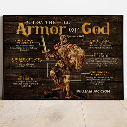 Personalized Warrior Of God Poster, Put On The Full Armor Of God, Armor Of God Bible Verse Poster