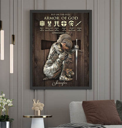 Personalized Woman Warrior Of God Put On The Full Armor of God Ephesians 6-10 Framed Matte Canvas