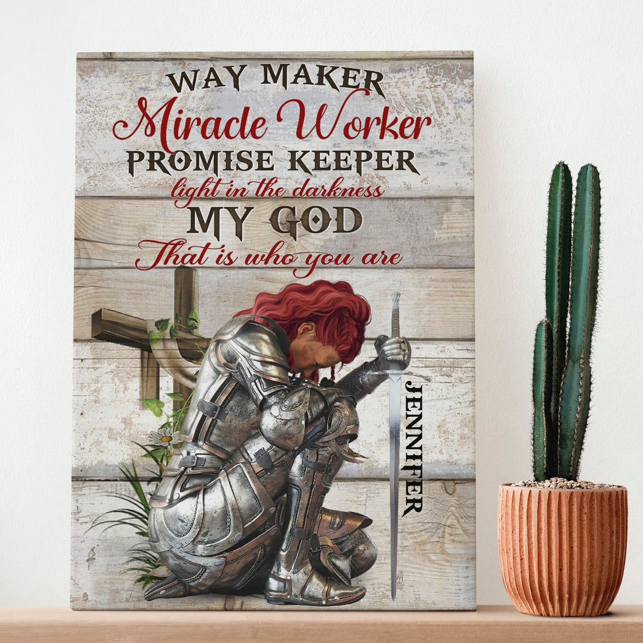 Personalized Woman Warrior Of God Way Maker Miracle Worker Promise Keeper Light In The Darkness My God That Is What You Are Canvas