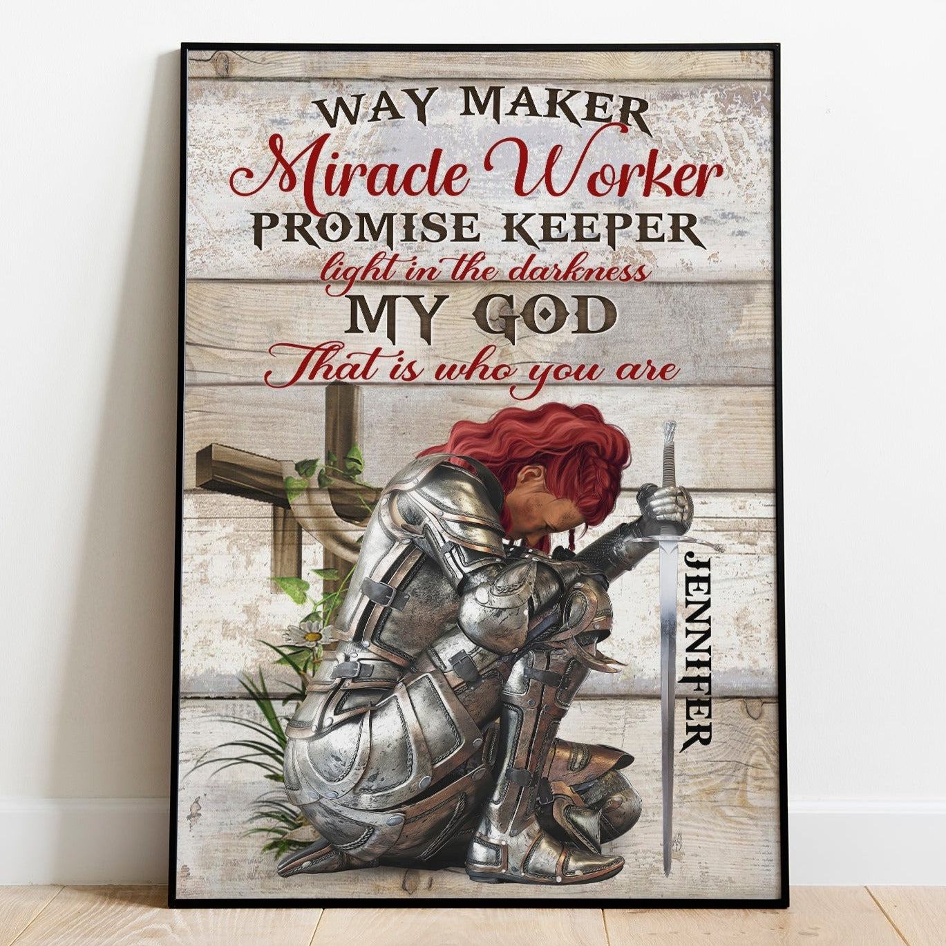 Personalized Woman Warrior Of God way Maker Miracle Worker Promise Keeper Light In The Darkness My God That Is What You Are Poster And Canvas