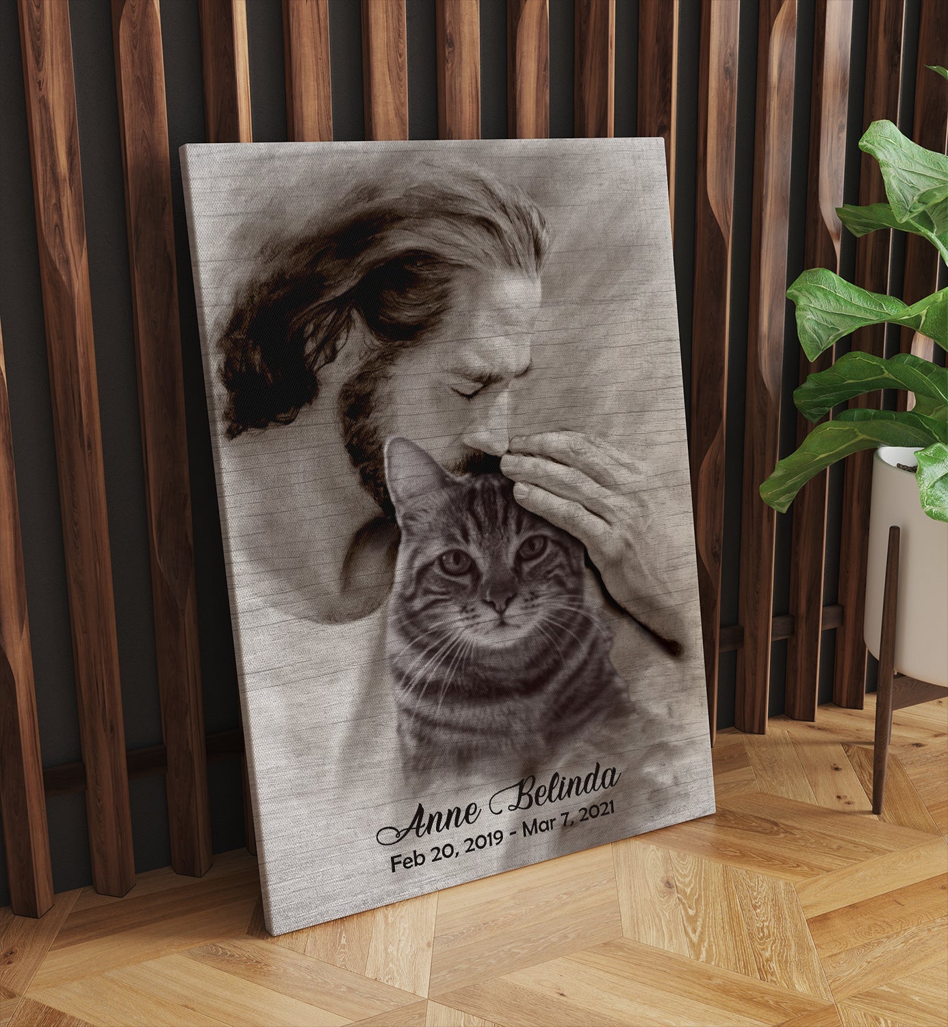 Personalized Custom Photo, Name And Date, Safe In God's Hand Gift For Loss Of Cat Canvas