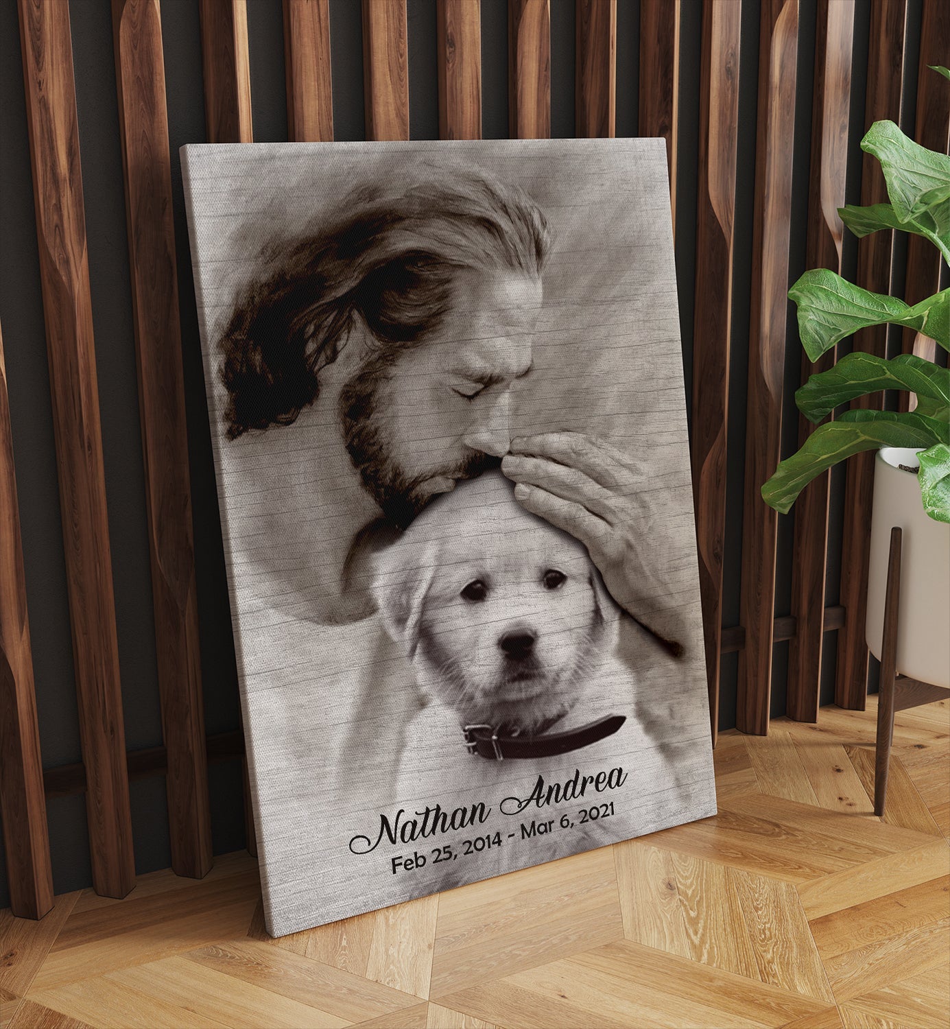 Personalized Custom Photo, Name And Date Safe In God's Hand Gift For Loss Of Dog Canvas