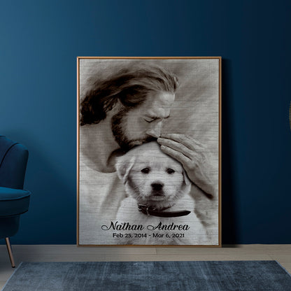 Personalized Custom Photo, Name And Date Safe In God's Hand Gift For Loss Of Dog Poster
