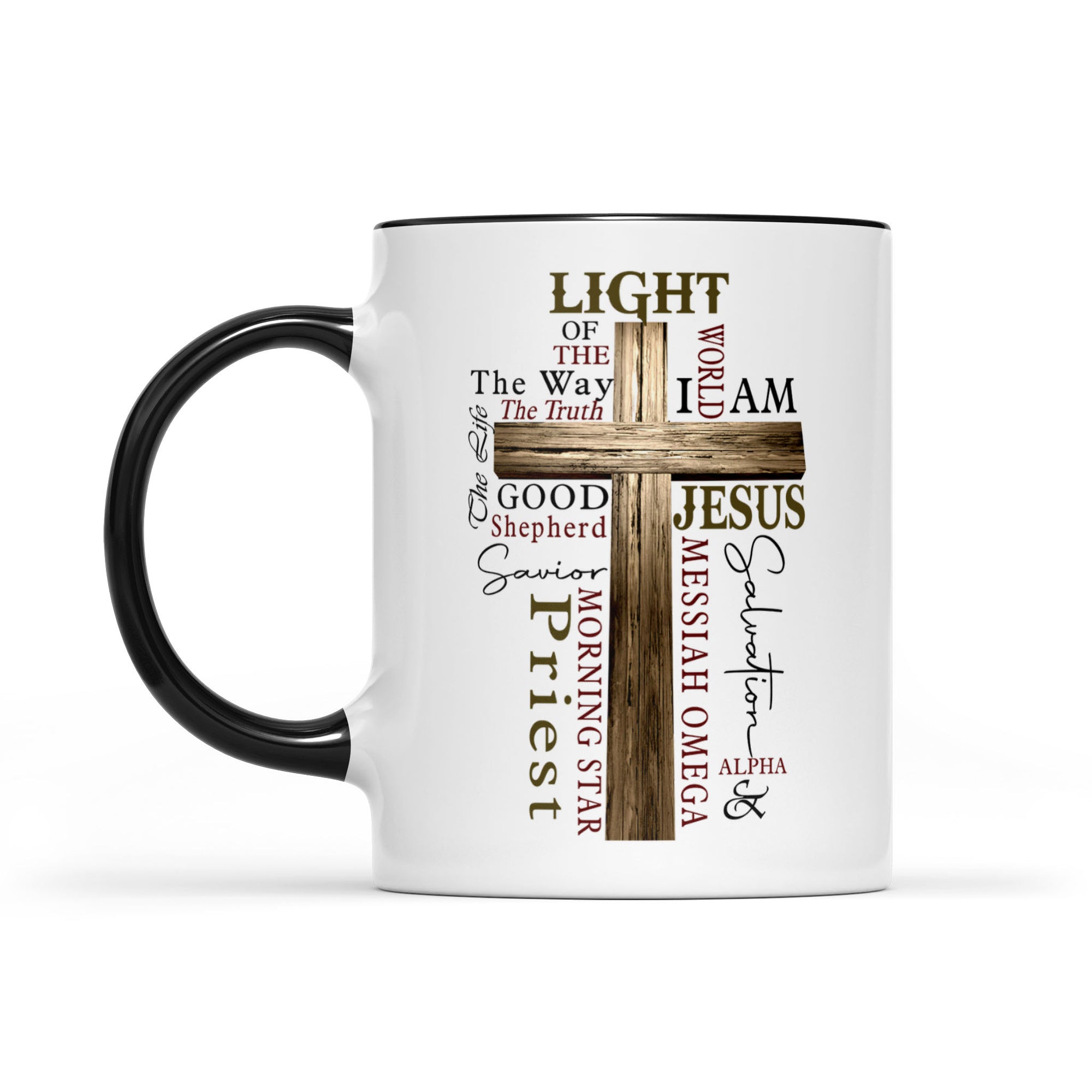 Accent Mug Light of The World John 8:12 Bible Verse - Names of Jesus Mug For Men and Women