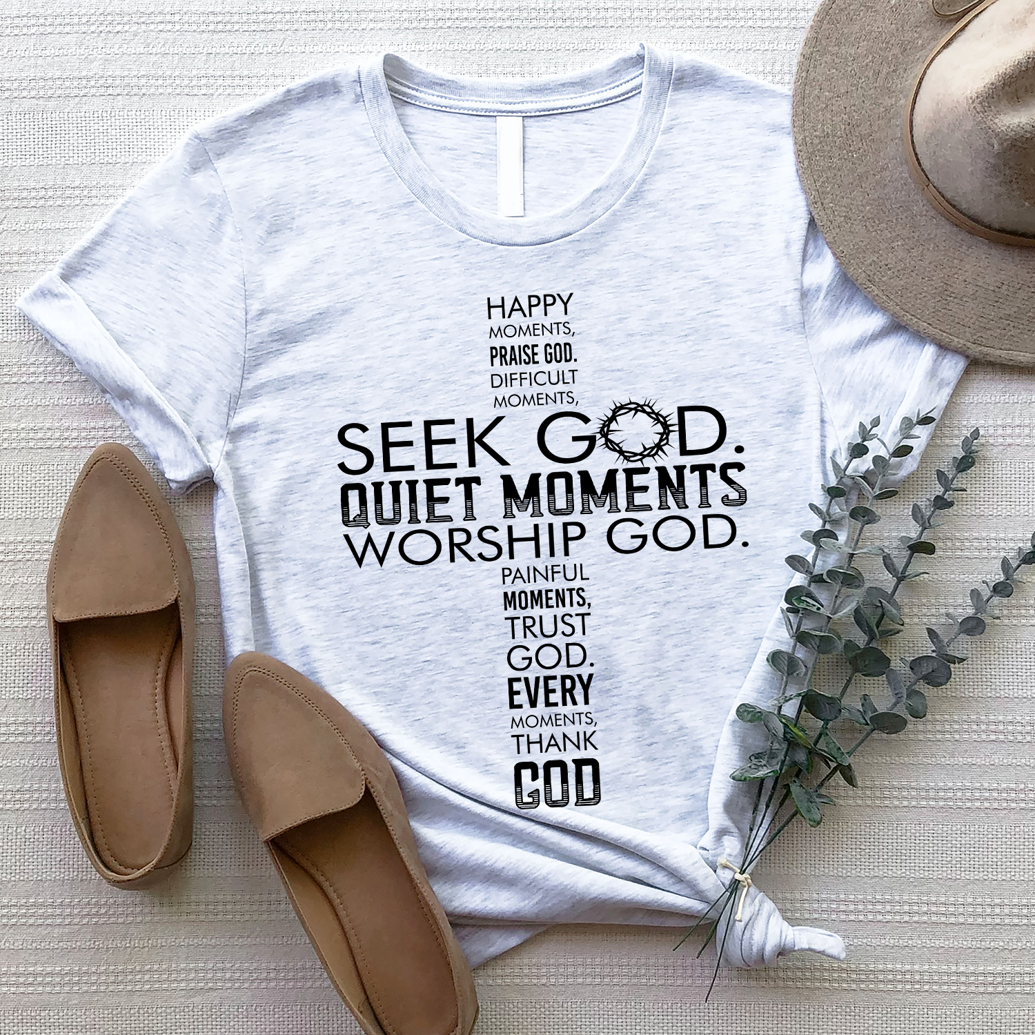 In Happy Moments Praise God In Difficult Moments Seek God In Quiet Moments  Trust God In Every Moment Thank God Religious Filled Machine Embroidery