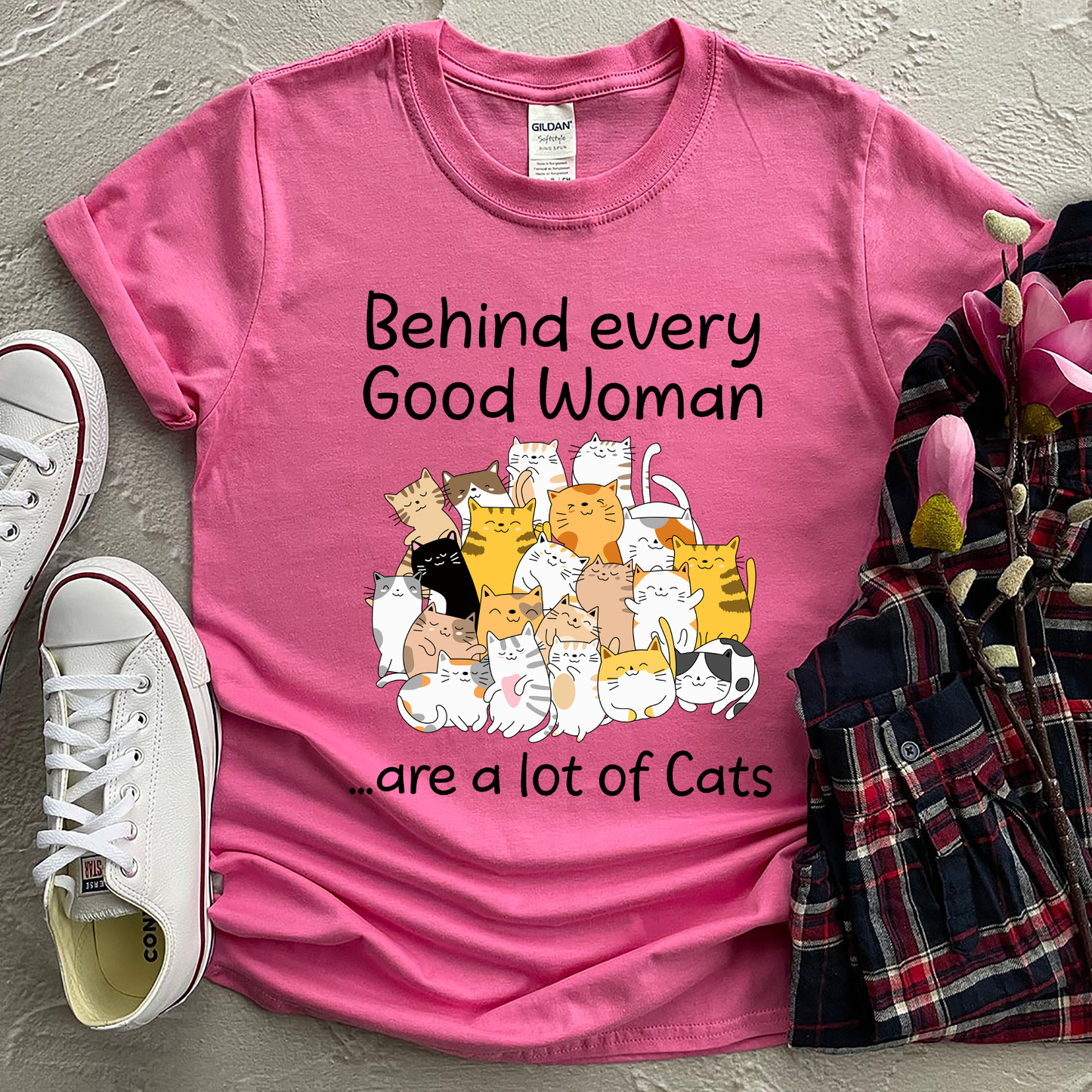 Behind Every Good Woman Are A Lot Of Cats Standard T-Shirt