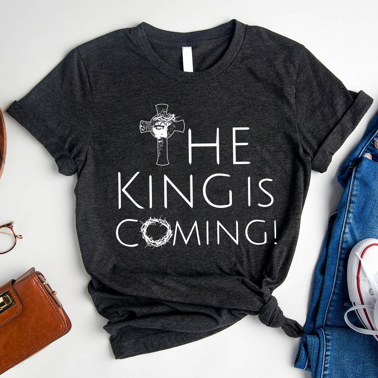 The King is Coming T-Shirt - Christian Apparel - Jesus is King - Minimal Design - Faith Clothing - Christian Standard T-Shirt