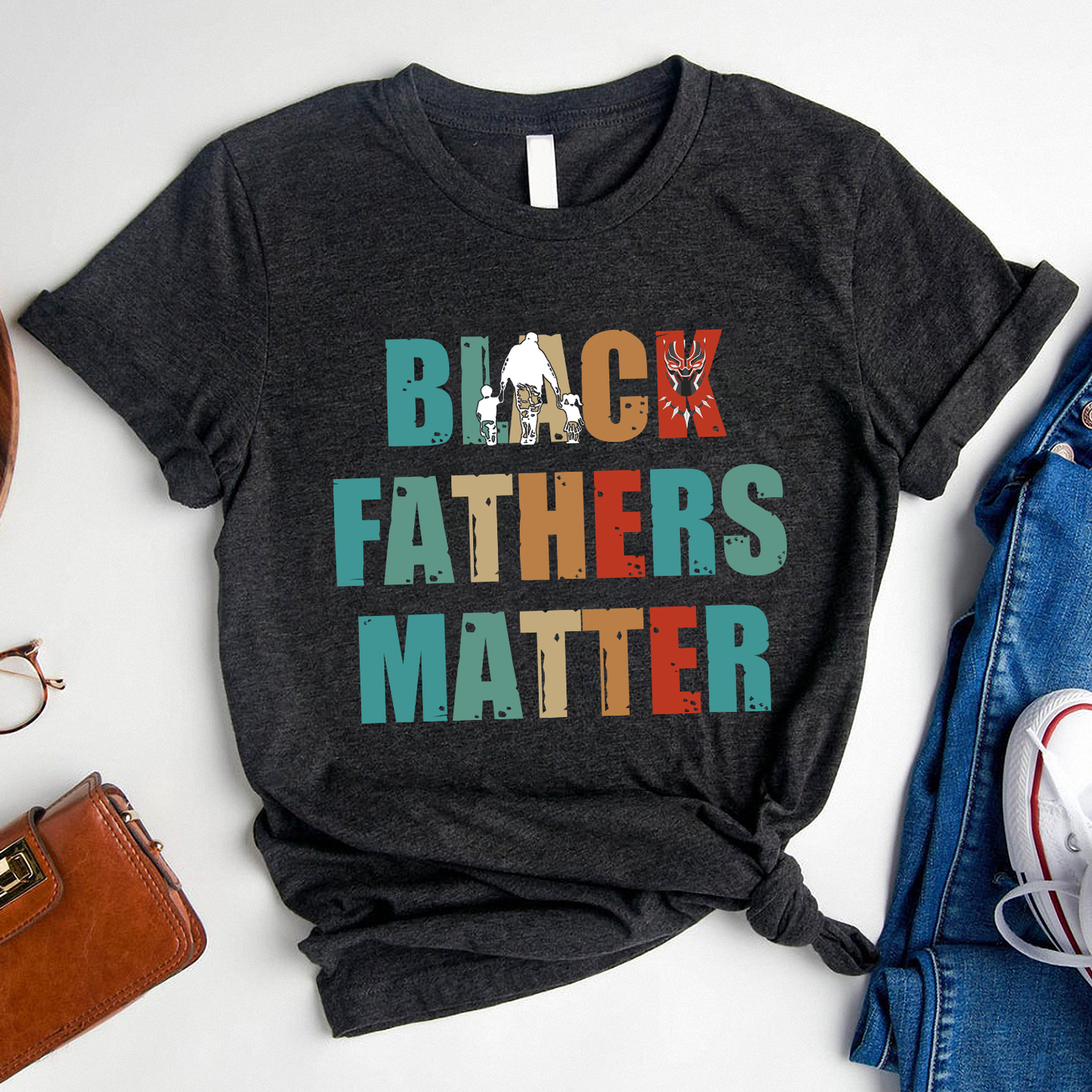 Black Fathers Matter Dad and Son and Daughter Standard T-Shirt