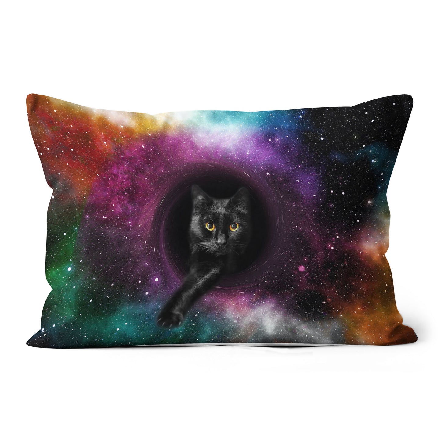 Black Cat Galaxy All-over Print Suede Throw Pillow