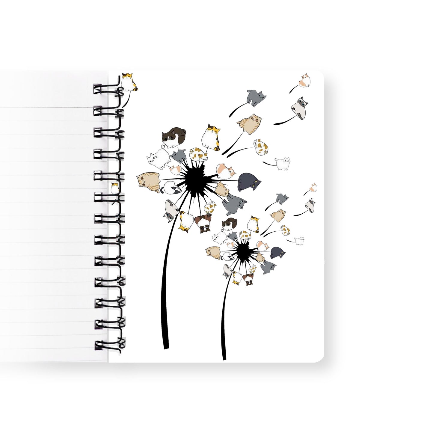 Dandelion Cats Flower Colorful Pet Cat Spiral Journal