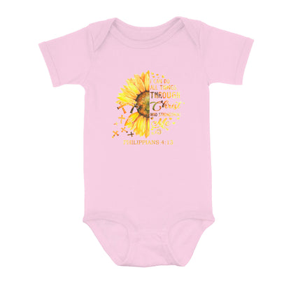 I Can Do All Things Through Christ Who Strengthens Me Philippians 4:13 Baby Onesie