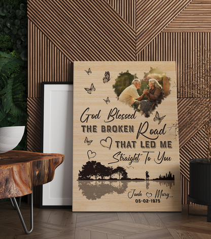 Personalized God Bless The Broken Road That Led Me Straight To You Poster and Canvas