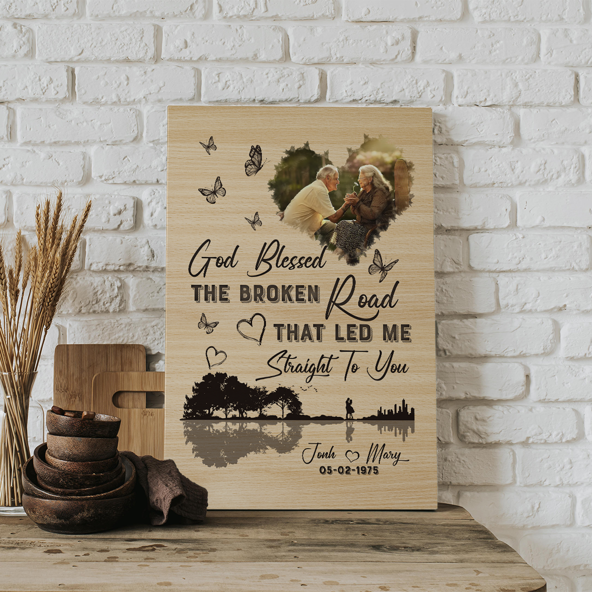 Personalized God Bless The Broken Road That Led Me Straight To You Poster and Canvas