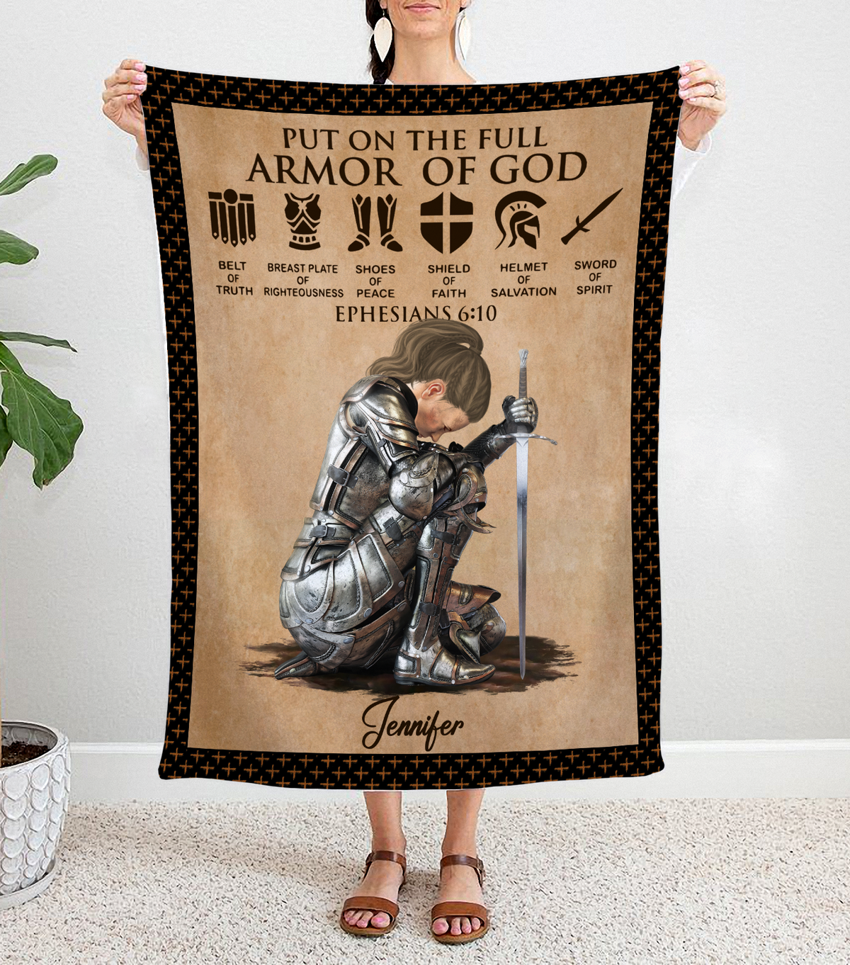 Armour Of God Black Prayer Blanket