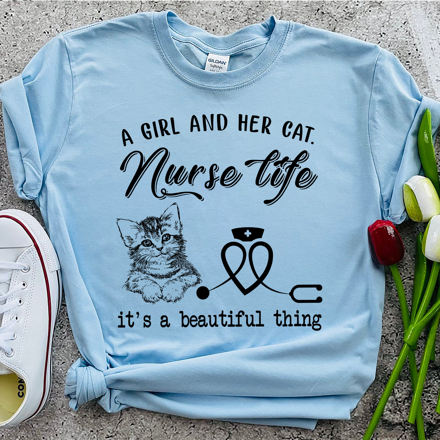 Cat Nurse A Girl...Her Cats And Nurse Life It's Beautiful Thing Standard T-shirt