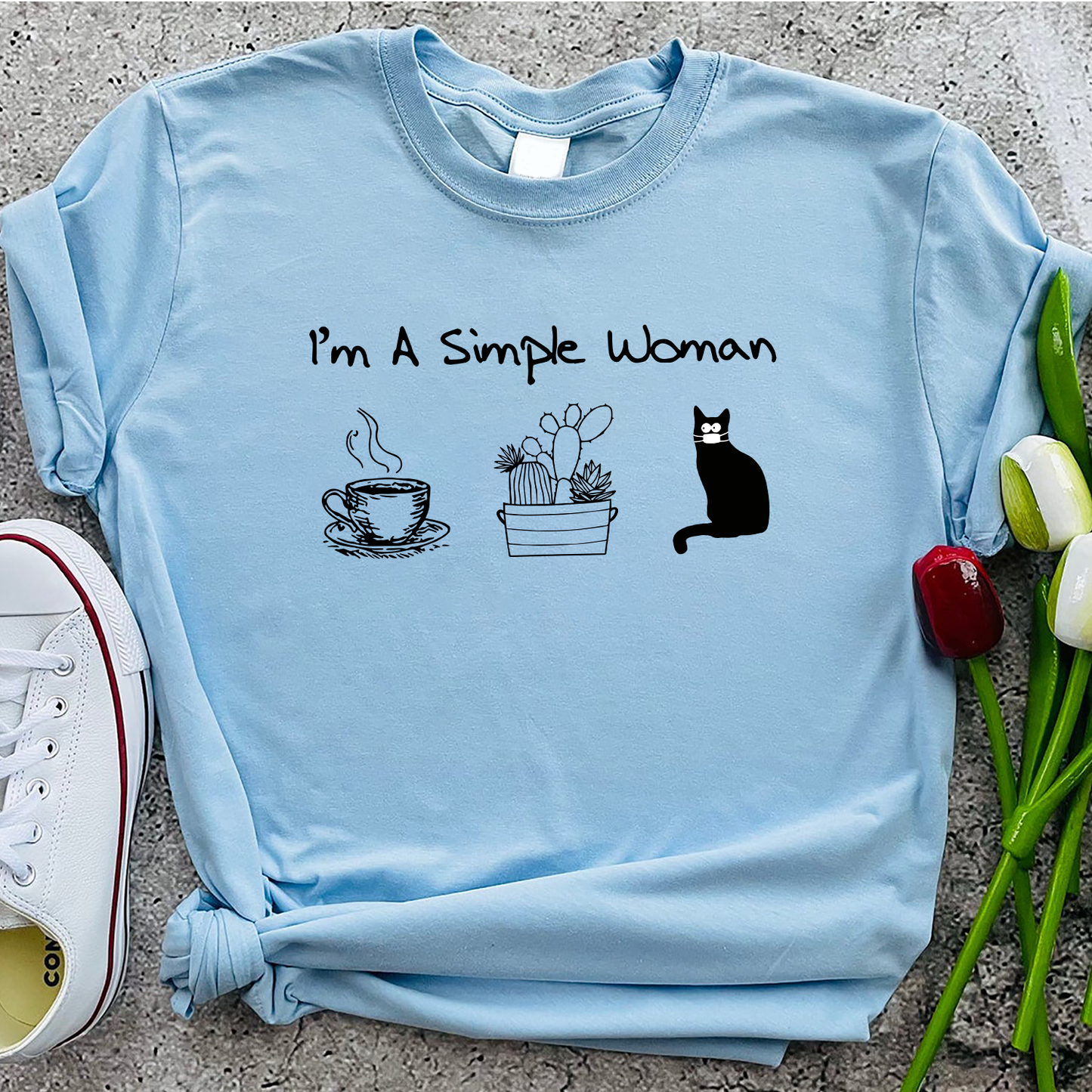 I'm a simple woman Coffee Plants Cat Standard T-Shirt