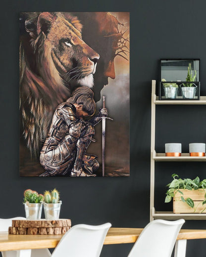 Armor Jesus Lion Warrior Woman Canvas Prints