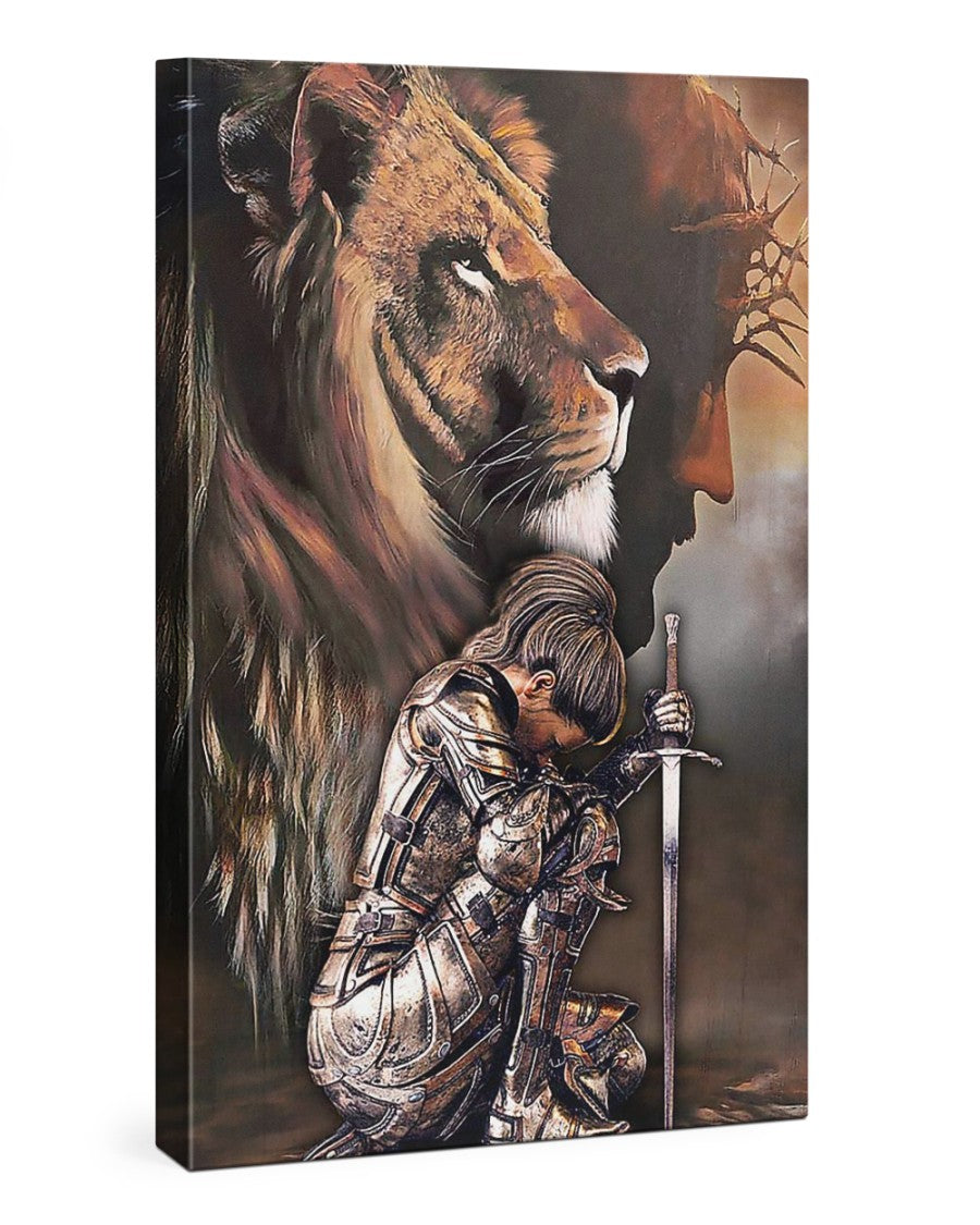 Armor Jesus Lion Warrior Woman Canvas Prints