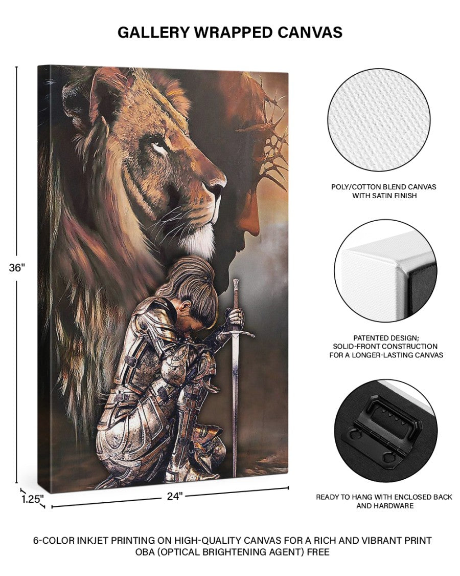 Armor Jesus Lion Warrior Woman Canvas Prints