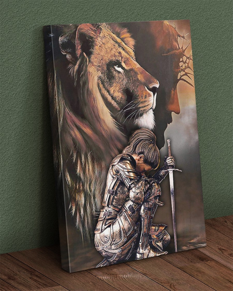 Armor Jesus Lion Warrior Woman Canvas Prints