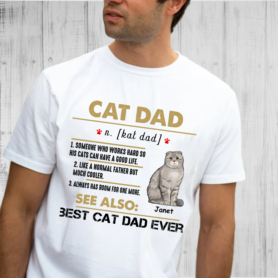 Personalized, Cat Dad Definition, Best Cat Dad Ever, Custom Gift for Cat Lovers, Standard T-Shirt