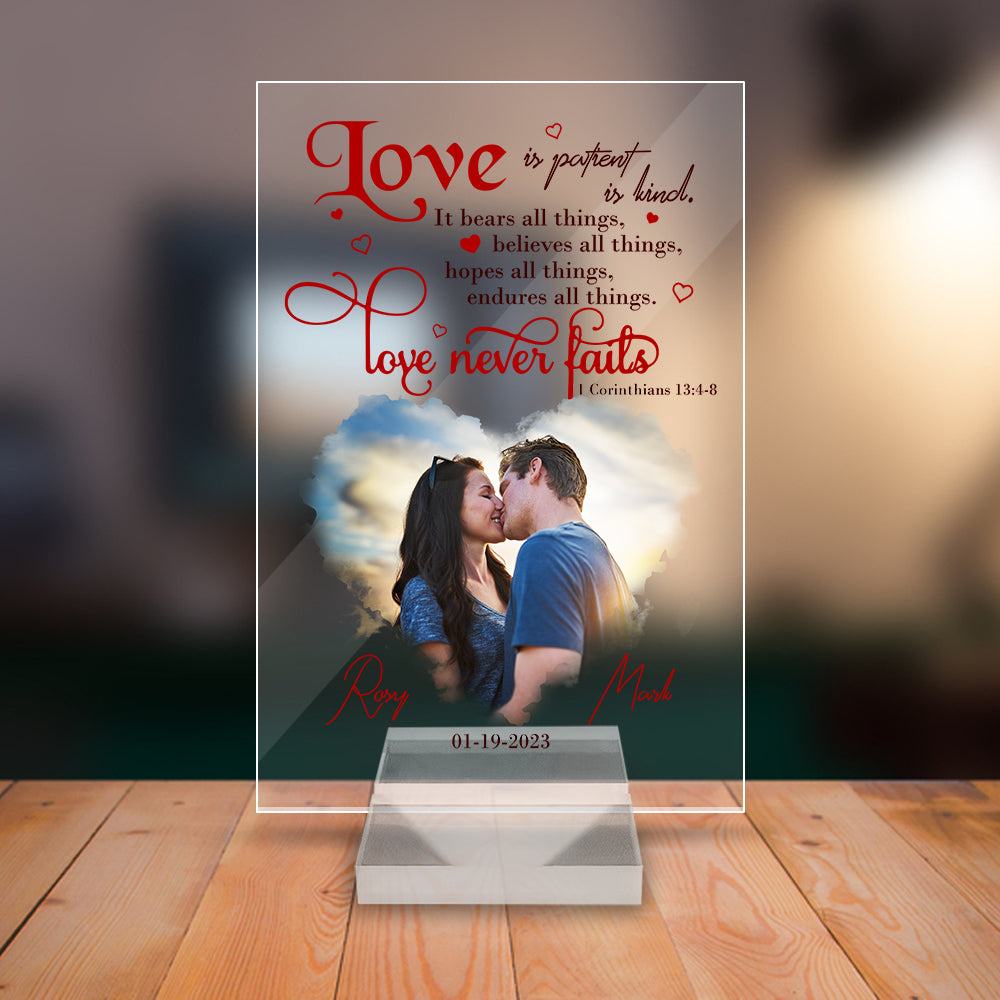 Personalized Couple Photo Love is Patient Love is Kind 1 Corinthians 13:4-8 Acrylic Plaque