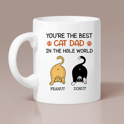 Personalized You Are The Best Cat Dad In The Hole World Custom Cat Dad Cute White Edge-to-Edge Mug (NEW)