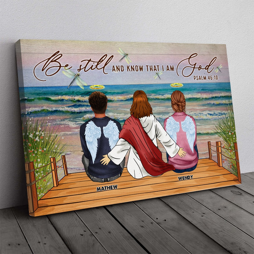 Personalized Memorial Jesus Be Still And Know That I Am God Canvas Prints