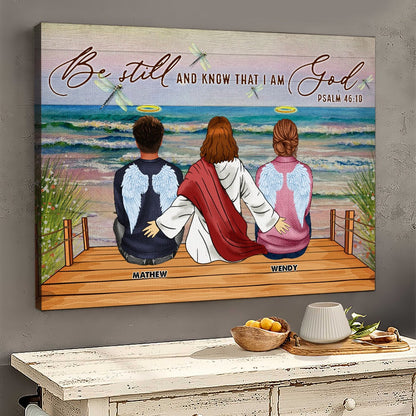 Personalized Memorial Jesus Be Still And Know That I Am God Canvas Prints