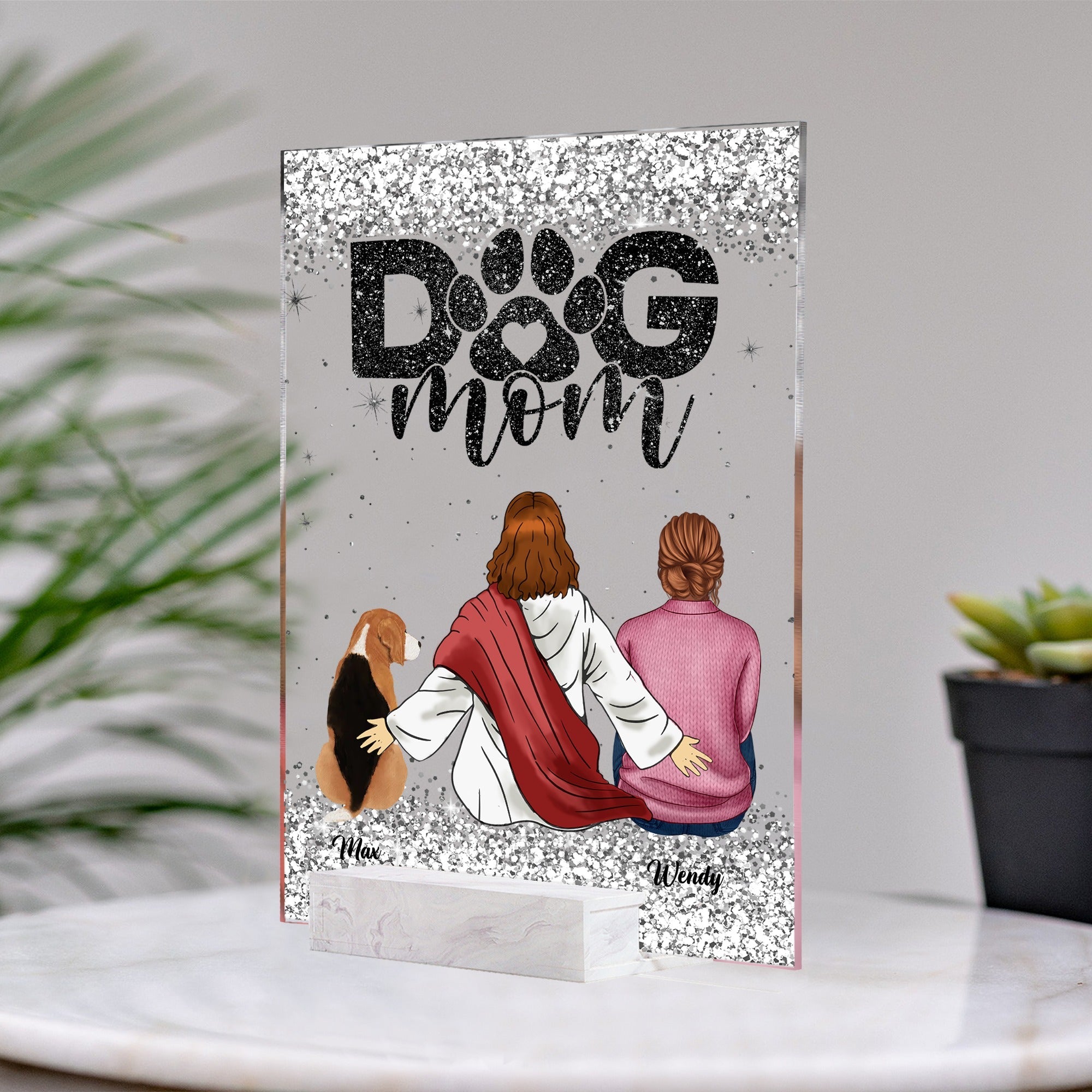 Personalized Dog Mom And Jesus Acrylic Plaque