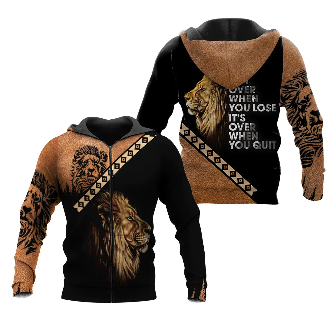 Lion King Lion It's Not Over When You Lose It's Over When You Quit 3D All Over Print Hoodie And Sweatshirt