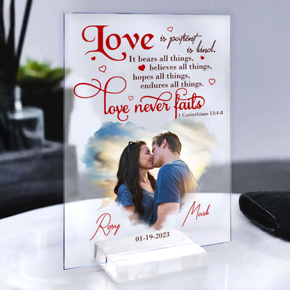 Personalized Couple Photo Love is Patient Love is Kind 1 Corinthians 13:4-8 Acrylic Plaque