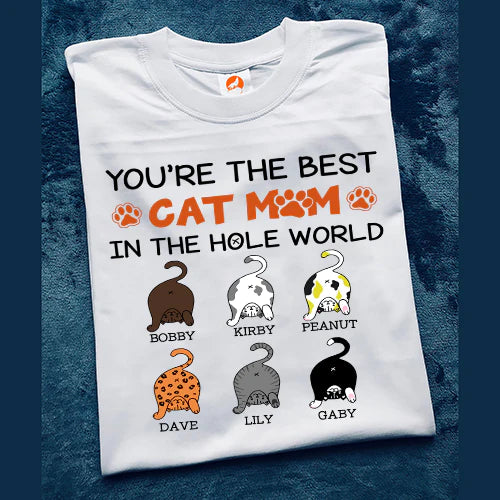 Personalized You Are The Best Cat Mom In The Hole World Custom Cat Mom Cute T-Shirt